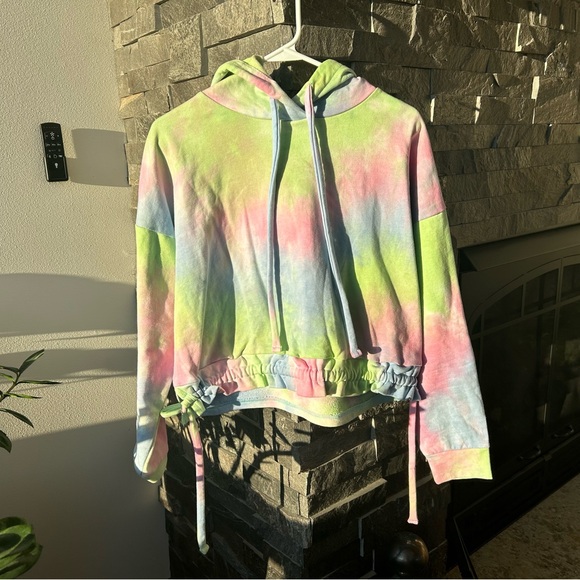 Blank NYC Tops - Blank NYC Tie-Dye Hoodie - Pink, Blue, Green
